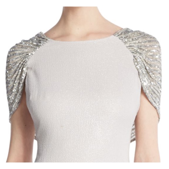 ✨sold✨ badgley mischka • gray silver beaded dress - Picture 2 of 8